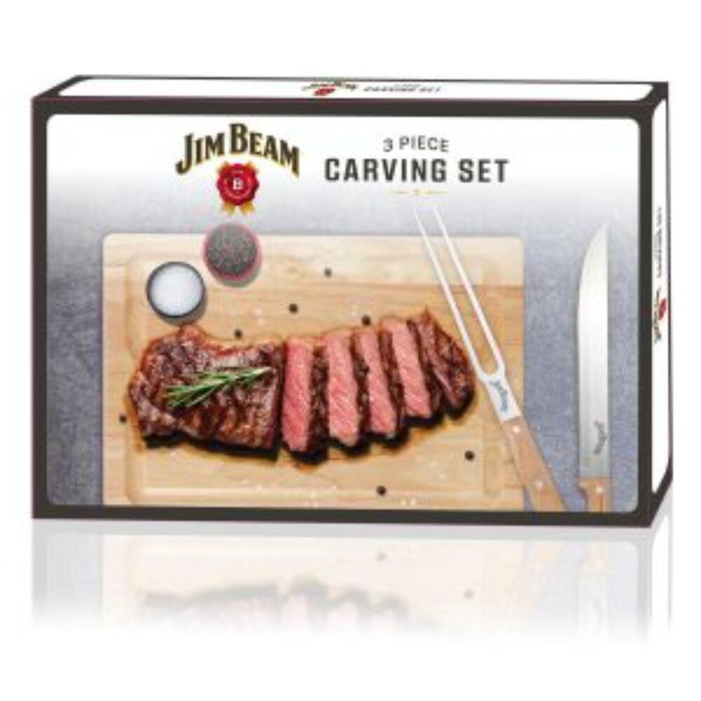 Jim Beam 3 Piece Carving Set ~ Carving Board, Carving Knife, Carving Fork ~ NIB